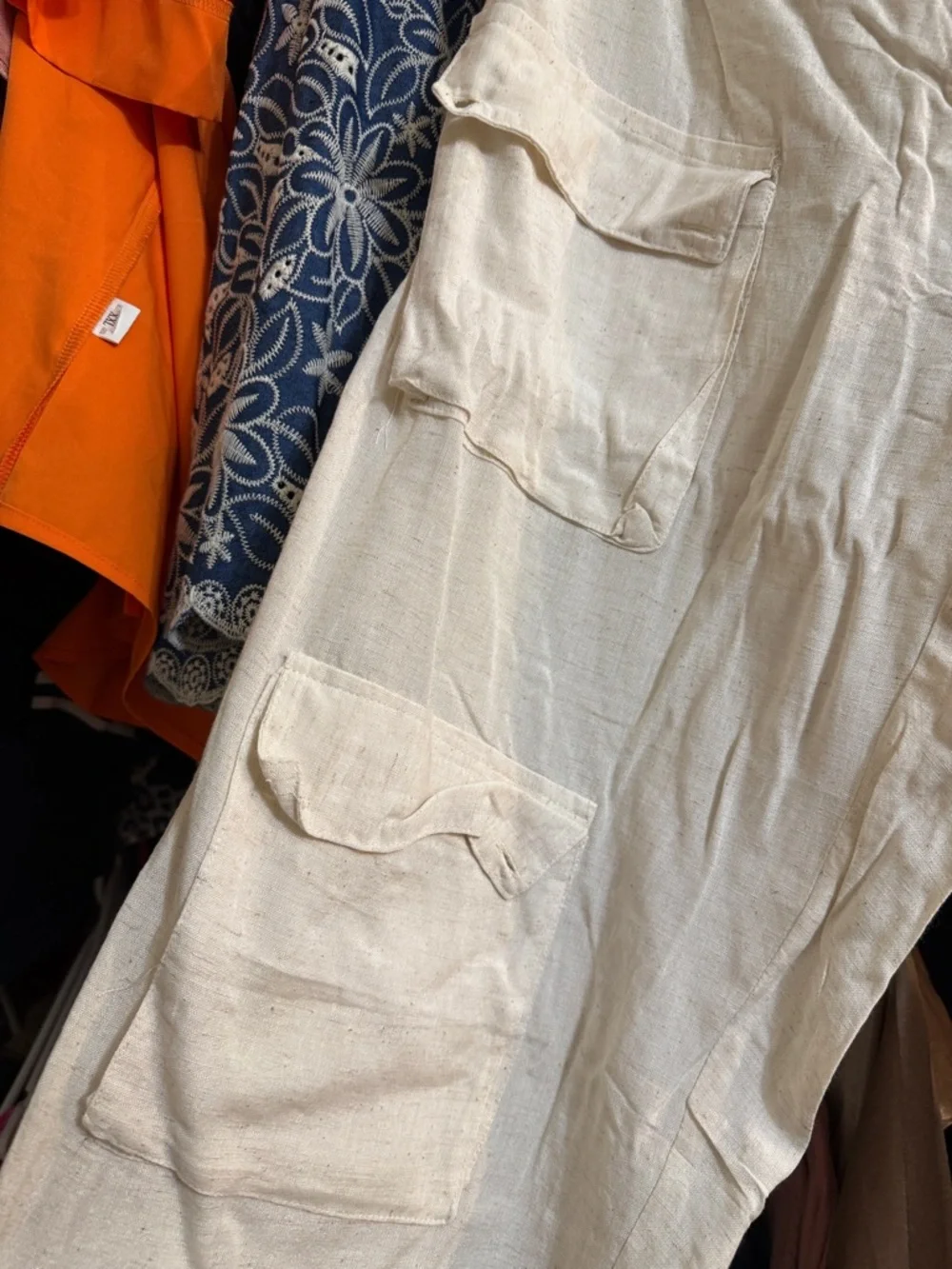 Womens Cream  cropped Cargo  Pants - Picture 3 of 5